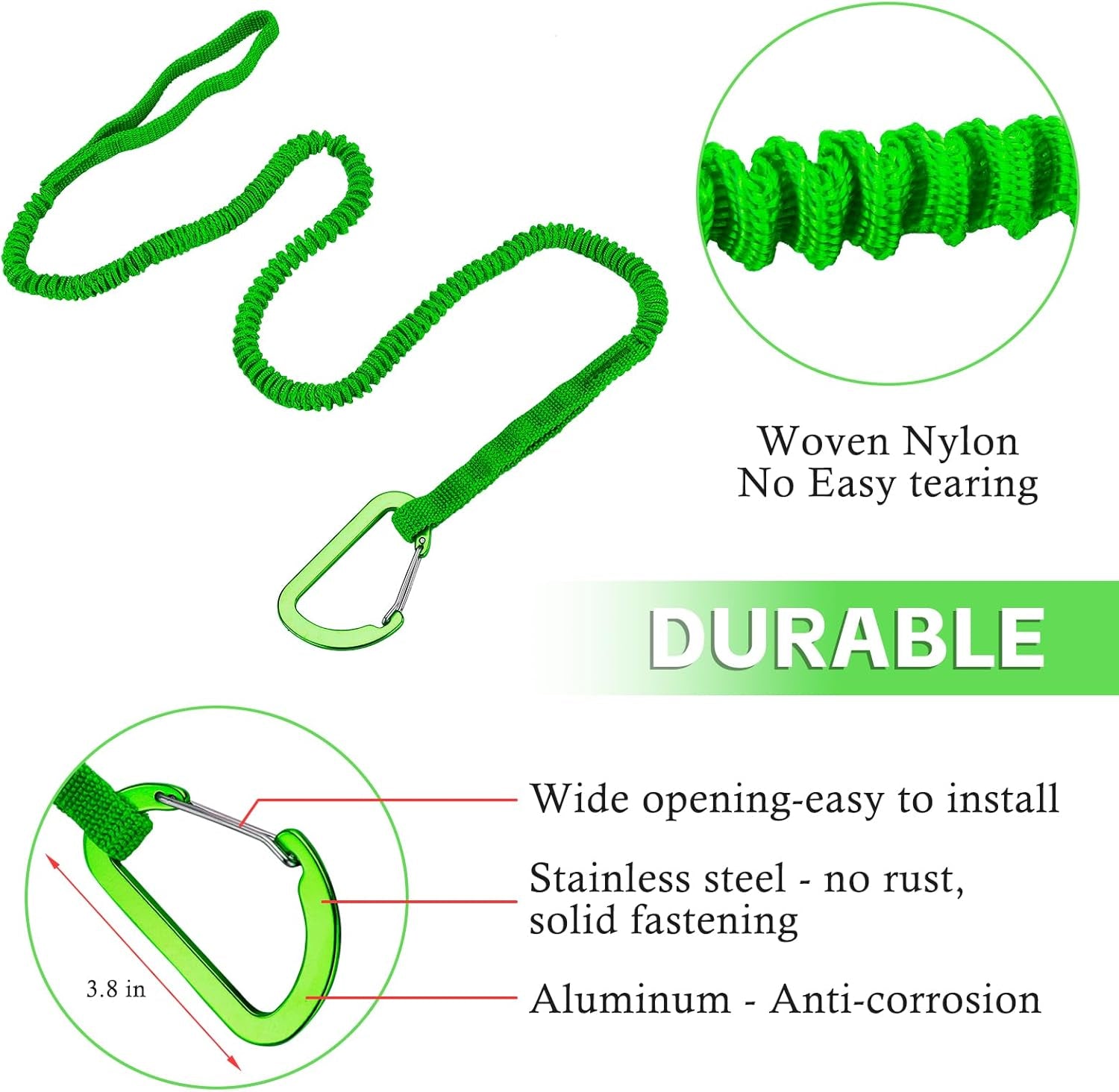 1/2/4 Pack Kayak Paddle Board Tether Leash Stretchable Strap Lanyard Rope, 3.3-7 Feet with Carabiner for SUP Kayaking Boating Canoeing Fishing Pole Rod or Other Gear