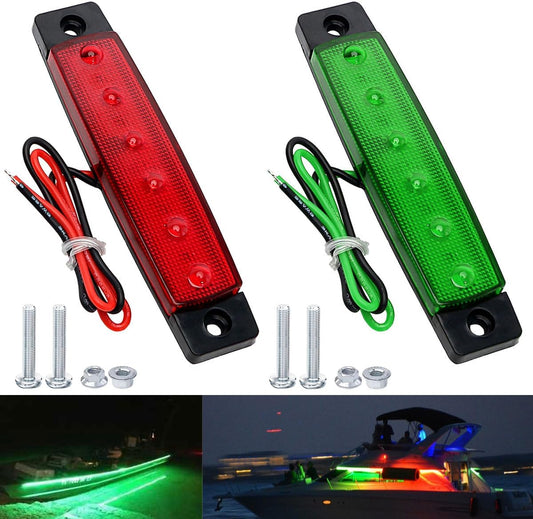 Boat Navigation Lights - LED Stern Lights for Yacht, Sailboat, Kayak, Fishing Pontoon (2PCS, Red and Green, 12V)