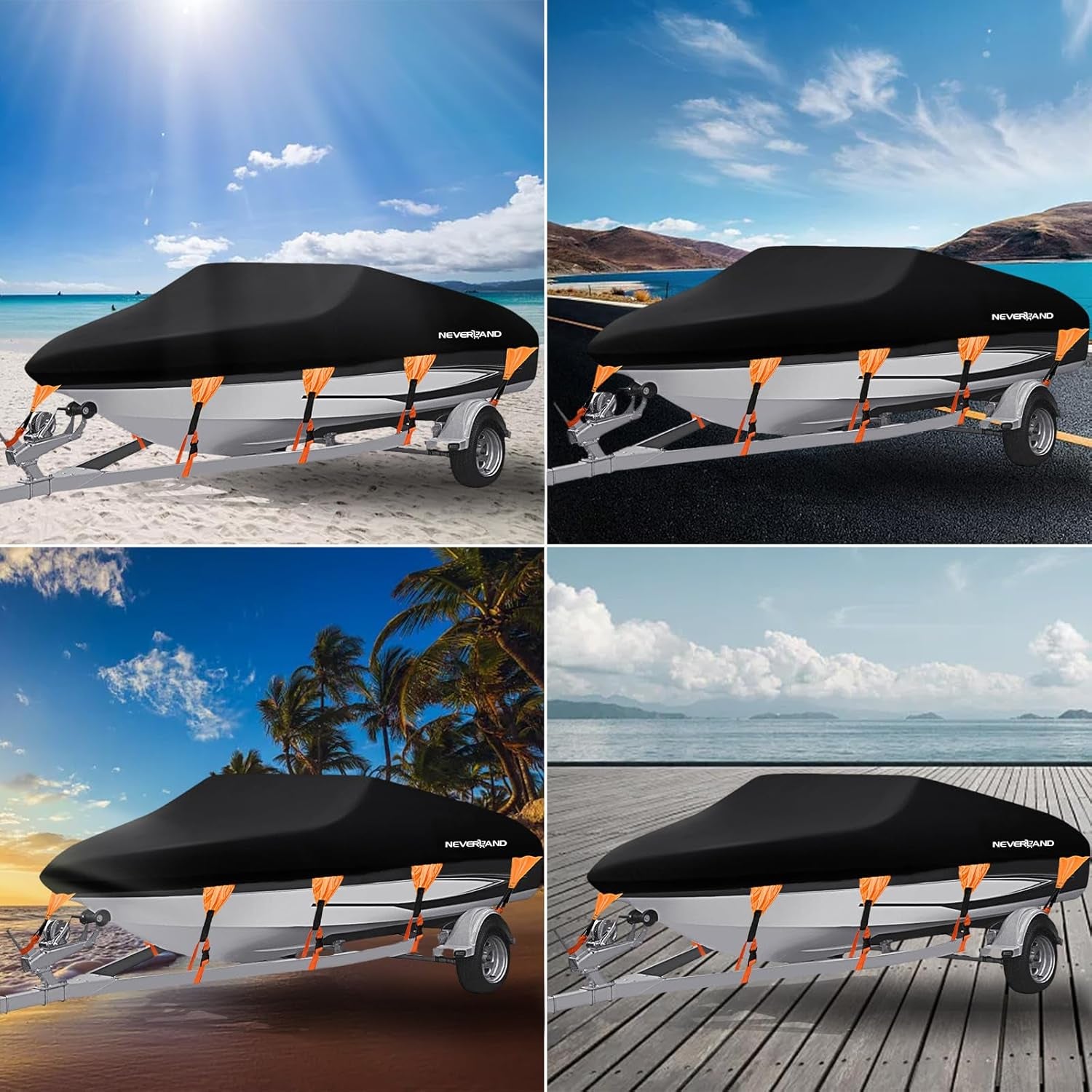 Boat Cover Waterproof Heavy Duty Marine Grade Polyester Canvas Trailerable Boat Cover Fits V Shape/V-Hull and Tri-Hull Runabouts,Pro-Styl,Bass Boat Length 20-22Ft, Beam Width up to 102"