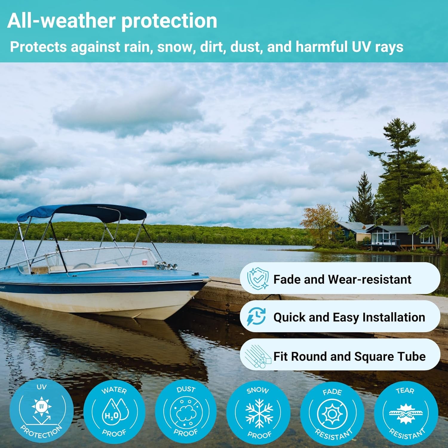 3 Bow Bimini Top Replacement Canvas Cover, Durable Marine Grade Canvas Boat Canopy with Storage Boot/Without Frame, 3 Bow 72" L 79"-84" W Burgundy Color