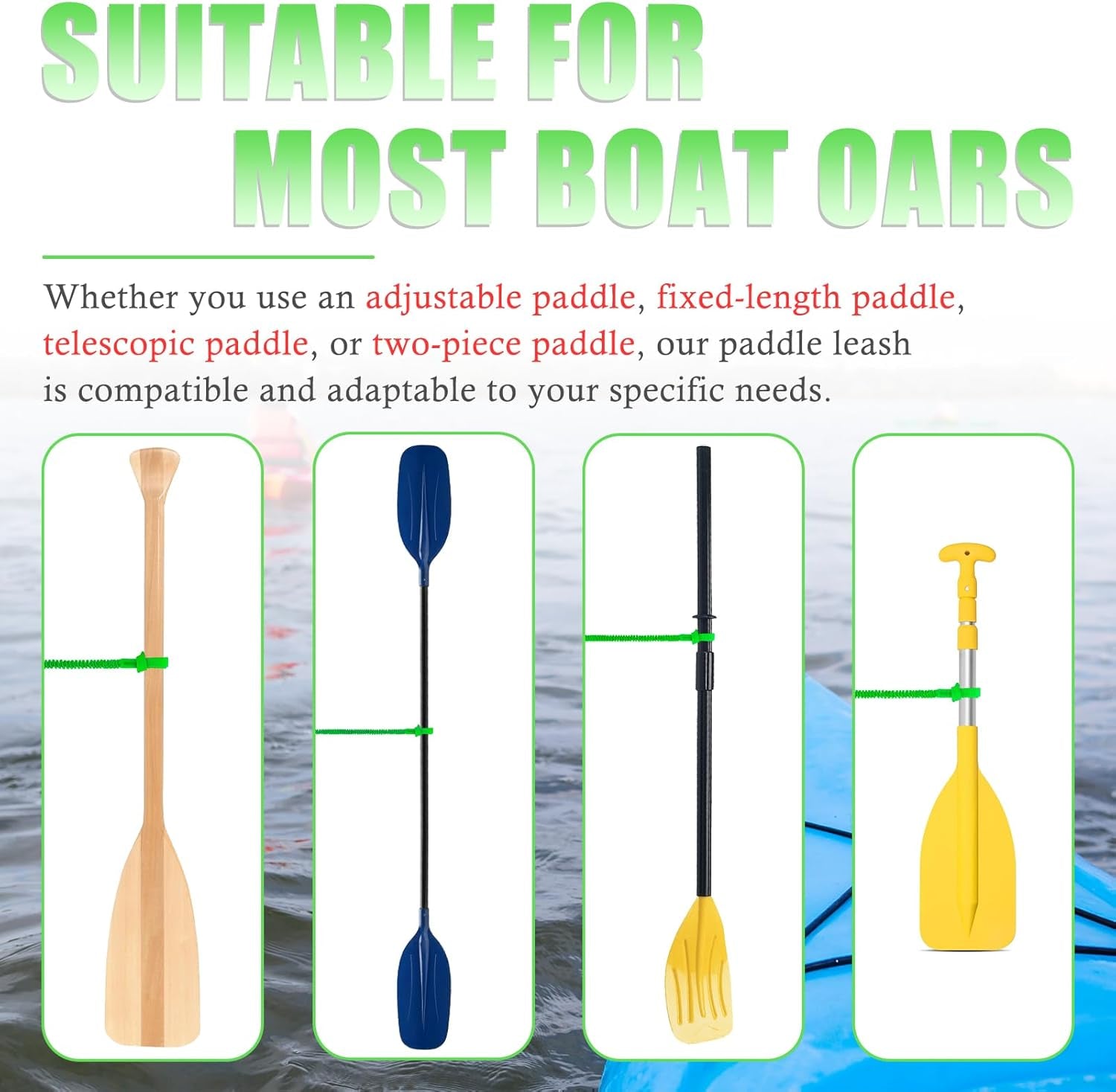 1/2/4 Pack Kayak Paddle Board Tether Leash Stretchable Strap Lanyard Rope, 3.3-7 Feet with Carabiner for SUP Kayaking Boating Canoeing Fishing Pole Rod or Other Gear