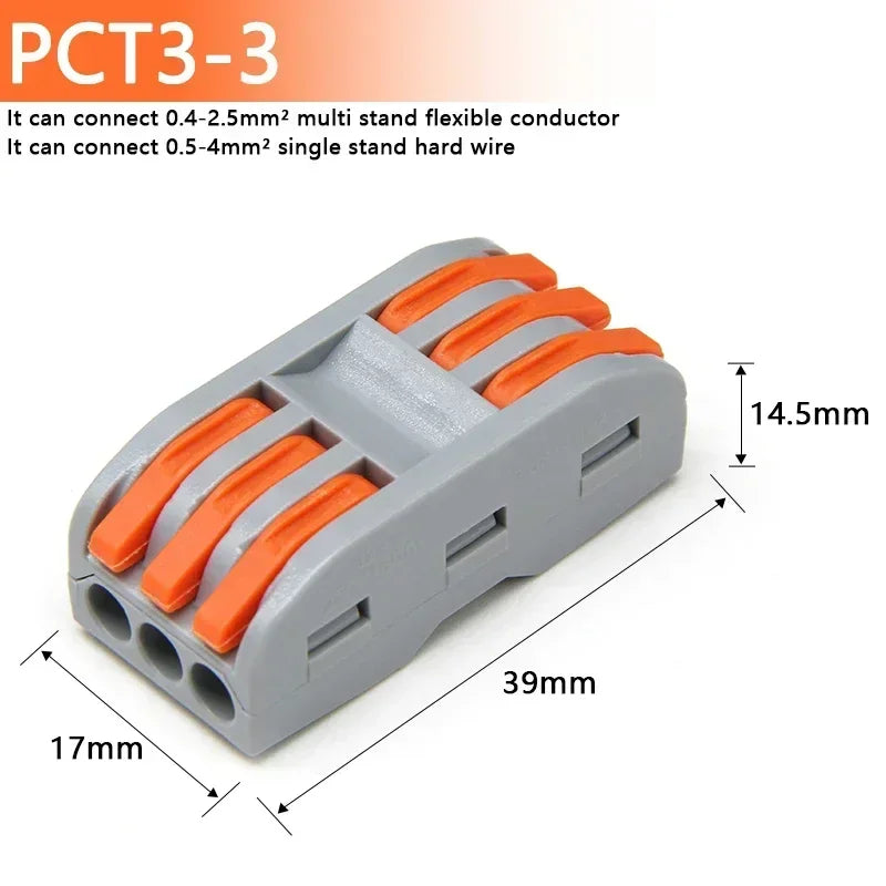 1~100Pcs Quick Wire Connectors Universal Compact Splicing Wiring Cable Connection 0.08-4.0Mm2 Push-In Conductor Terminal