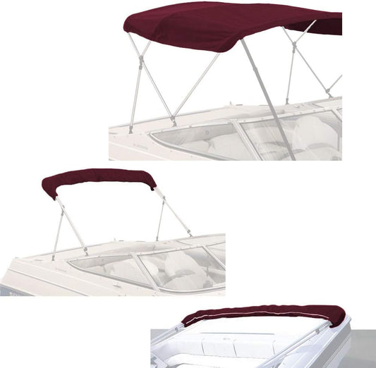 3 Bow Bimini Top Replacement Canvas Cover, Durable Marine Grade Canvas Boat Canopy with Storage Boot/Without Frame, 3 Bow 72" L 79"-84" W Burgundy Color